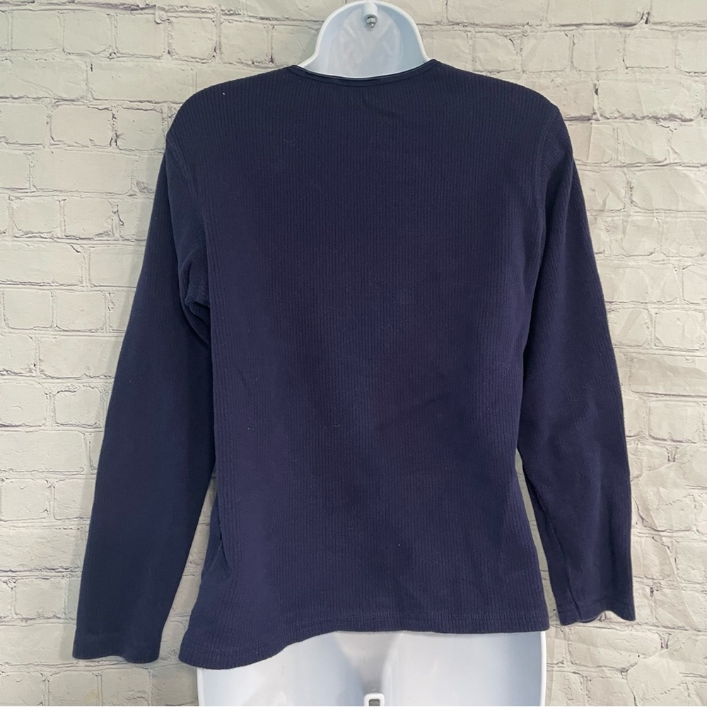 Navy Blue Ribbed Top Medium - Picture 4 of 6
